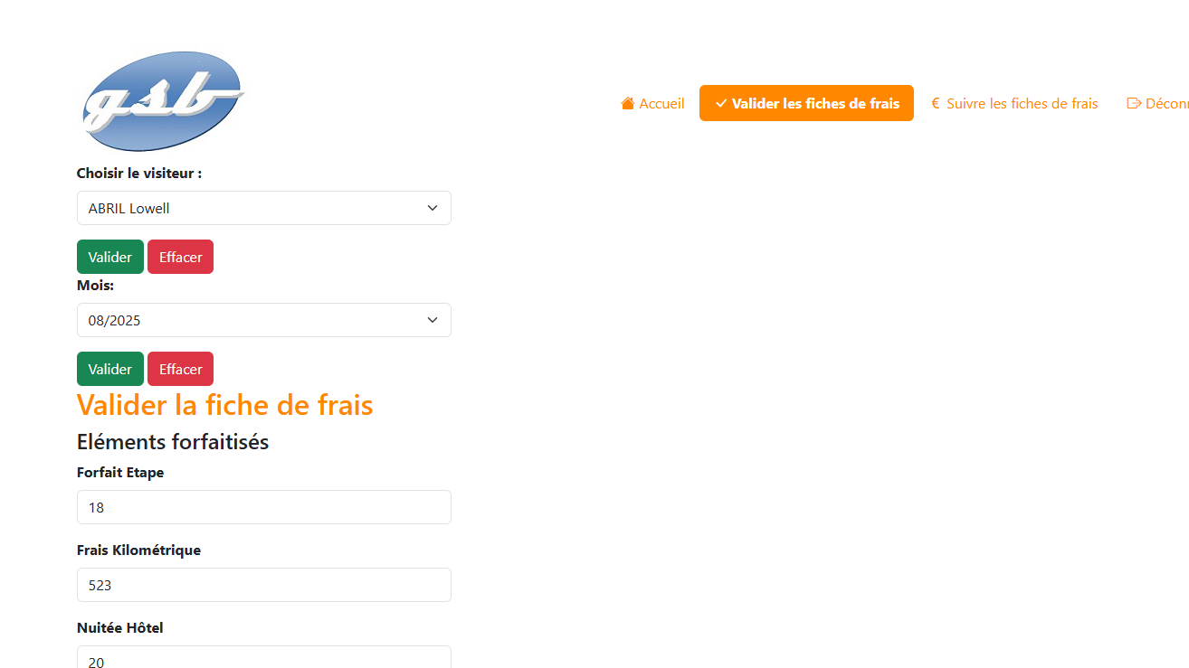 Validation fiche de frais